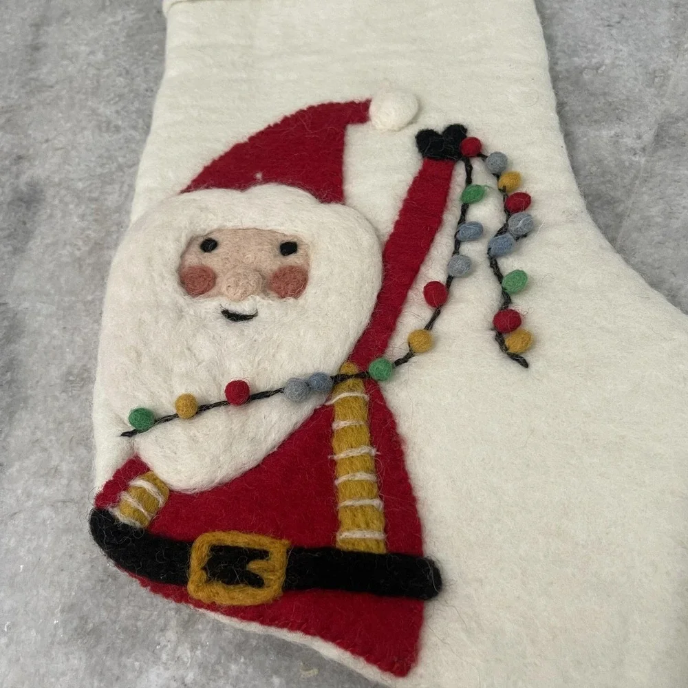 West Elm Felt Christmas Stocking Santa Pom Garland Personalized WILL Holiday